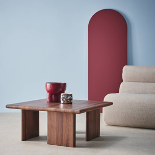Table basse carré effet noyer 80 x 80cm