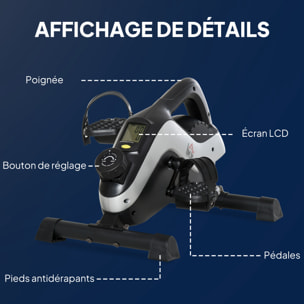 Mini vélo d'appartement 8 niveaux résistance magnétique écran LCD multifonction noir