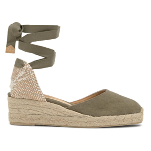 Alpargatas de cuña de mujer Carina en algodón orgánico lavado con cierre de cintas