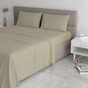 COMPLETO LETTO MAX COLOR, 100% Cotone, Made in Italy - TORTORA