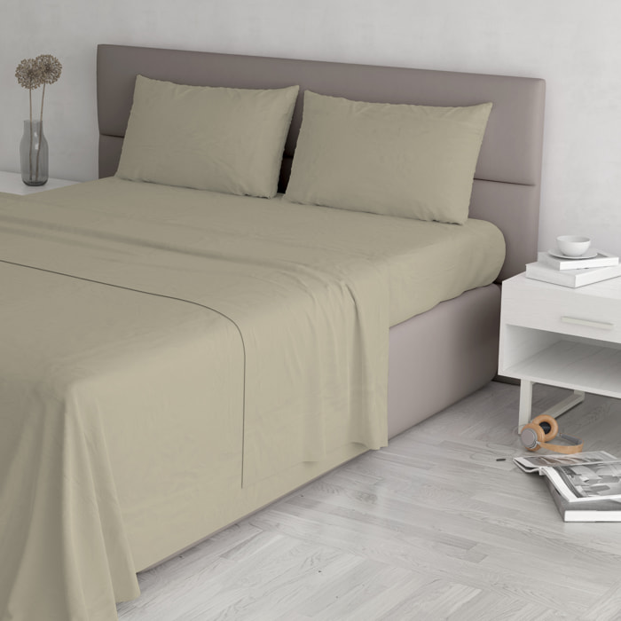 COMPLETO LETTO MAX COLOR, 100% Cotone, Made in Italy - TORTORA