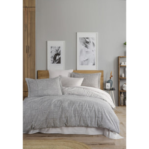 Parure de lit Flanelle de coton imprimé "Zenith gris"