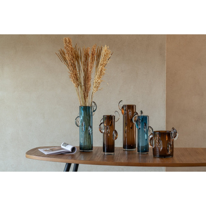 J-Line vase Steggy Bas - verre - marron - Ø 25 cm