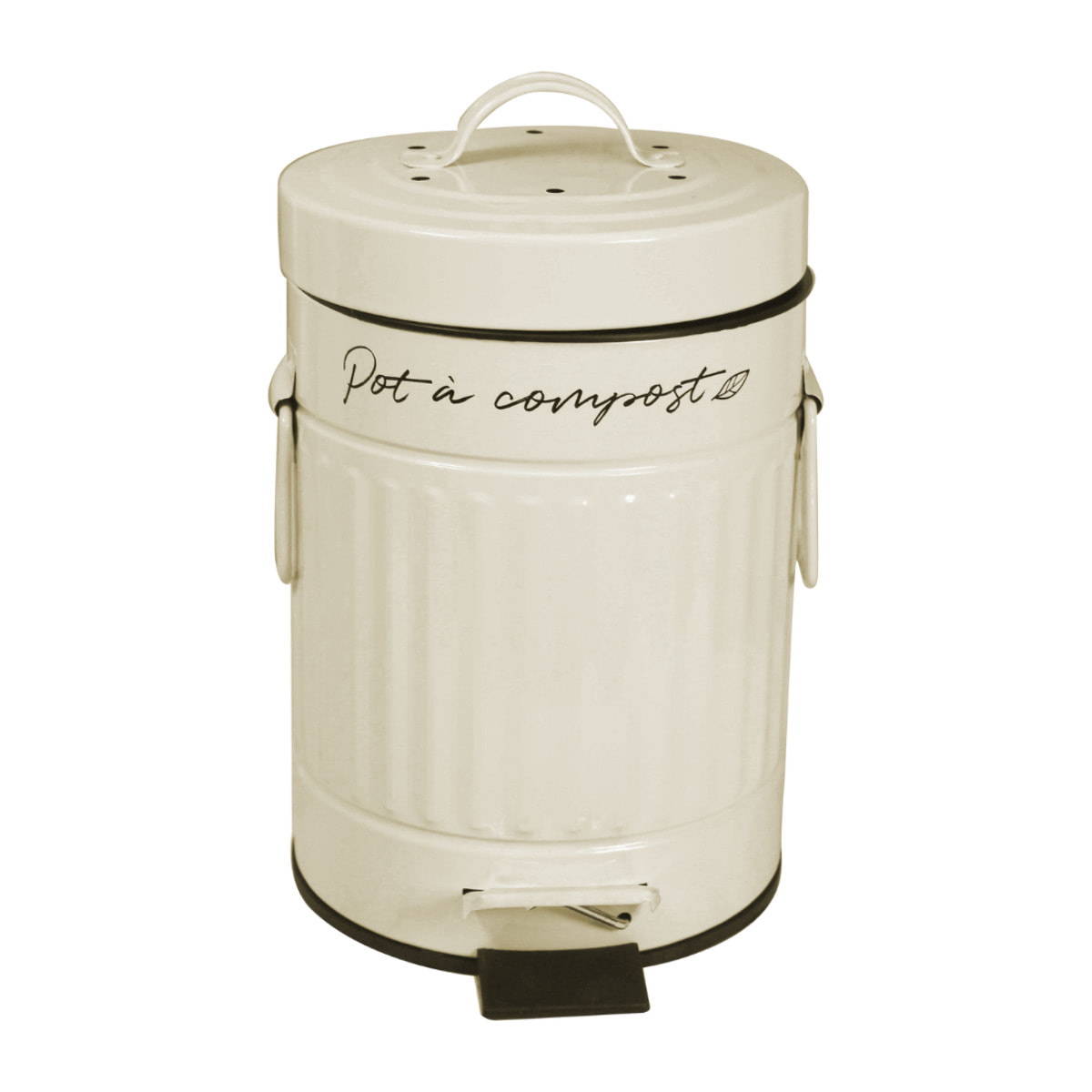 Pot à compost beige 3 L forme arrondie, BOBYO