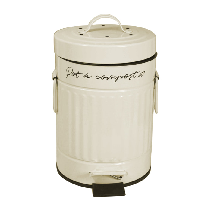 Pot à compost beige 3 L forme arrondie, BOBYO