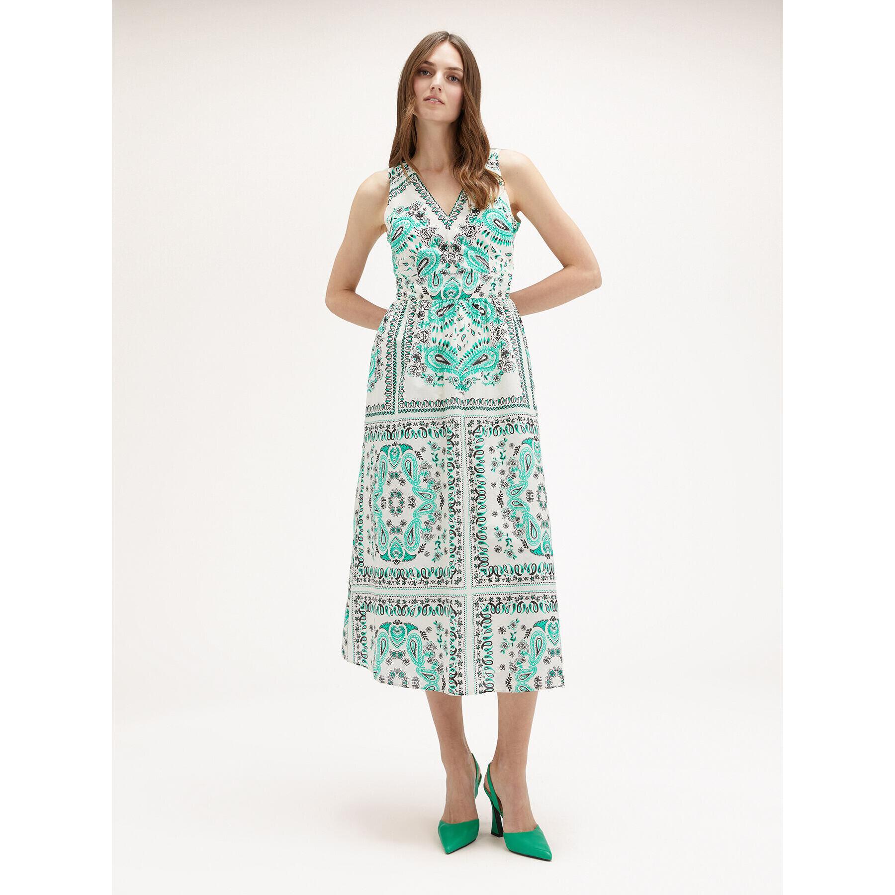 Motivi - Vestido midi con estampado fular - Verde