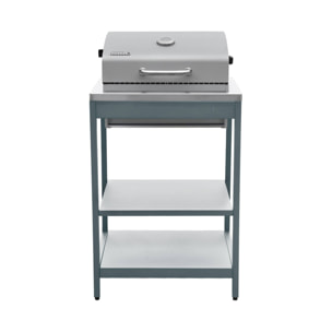 Cuisine extérieure Naxos 2 modules acier inoxydable bleu gris barbecue au charbon avec évier