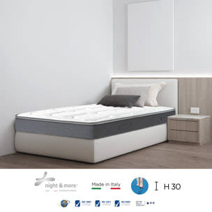 "Irene" H30 cm 80x190 guanciale Memory OMAGGIO a molle insacchettate e 4cm memory Gel