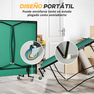 Mesa de Ping Pong Plegable para Interiores y Exteriores Mesa de Tenis Profesional Tamaño Estándar con Red Paletas 3 Pelotas 274x152,5x76 cm Verde