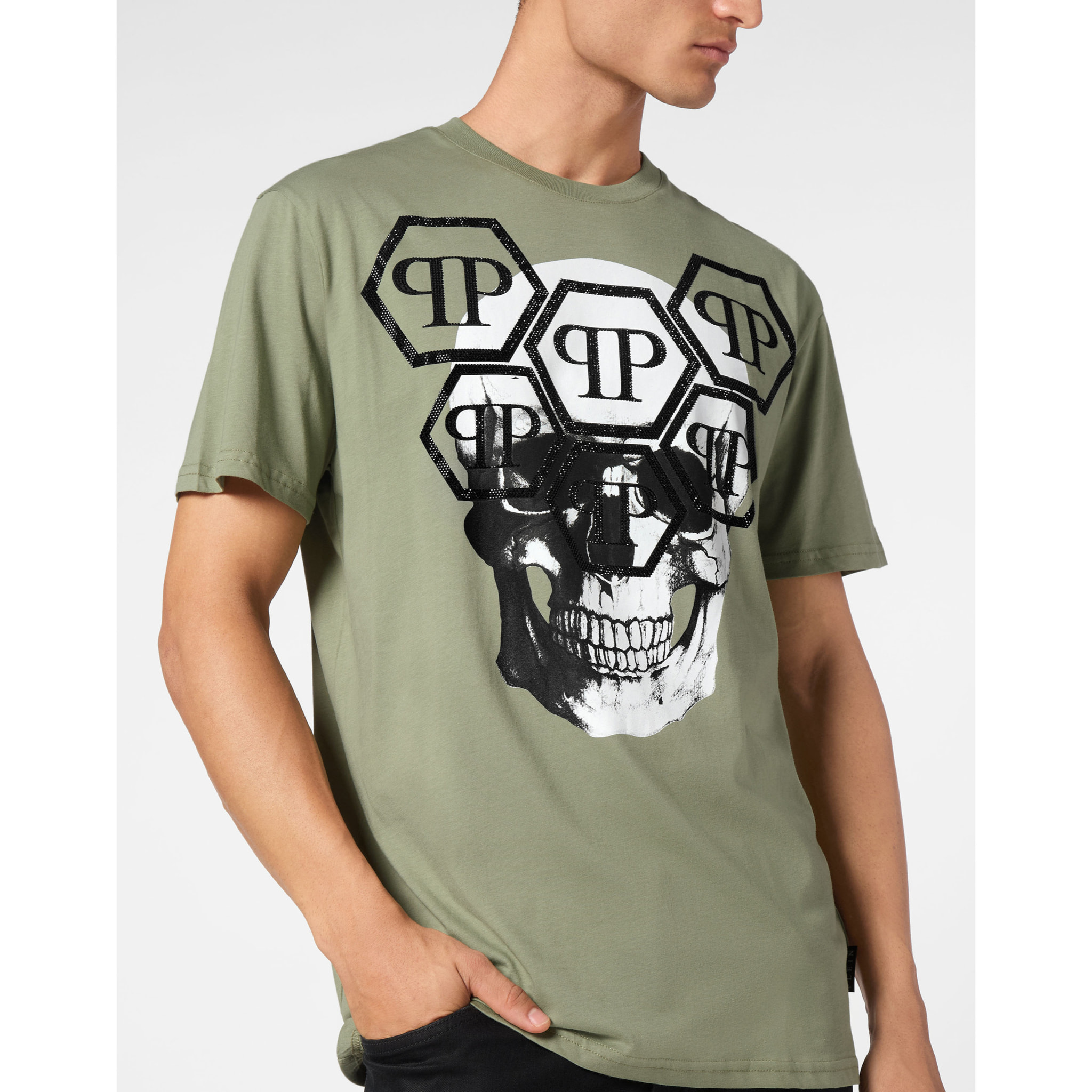 PHILIPP PLEIN Camiseta de cuello redondo y manga corta SKULL