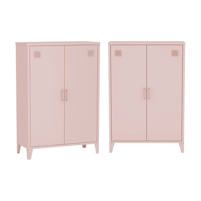 Commode/armoire métal 2 portes (lot de 2) SOHO