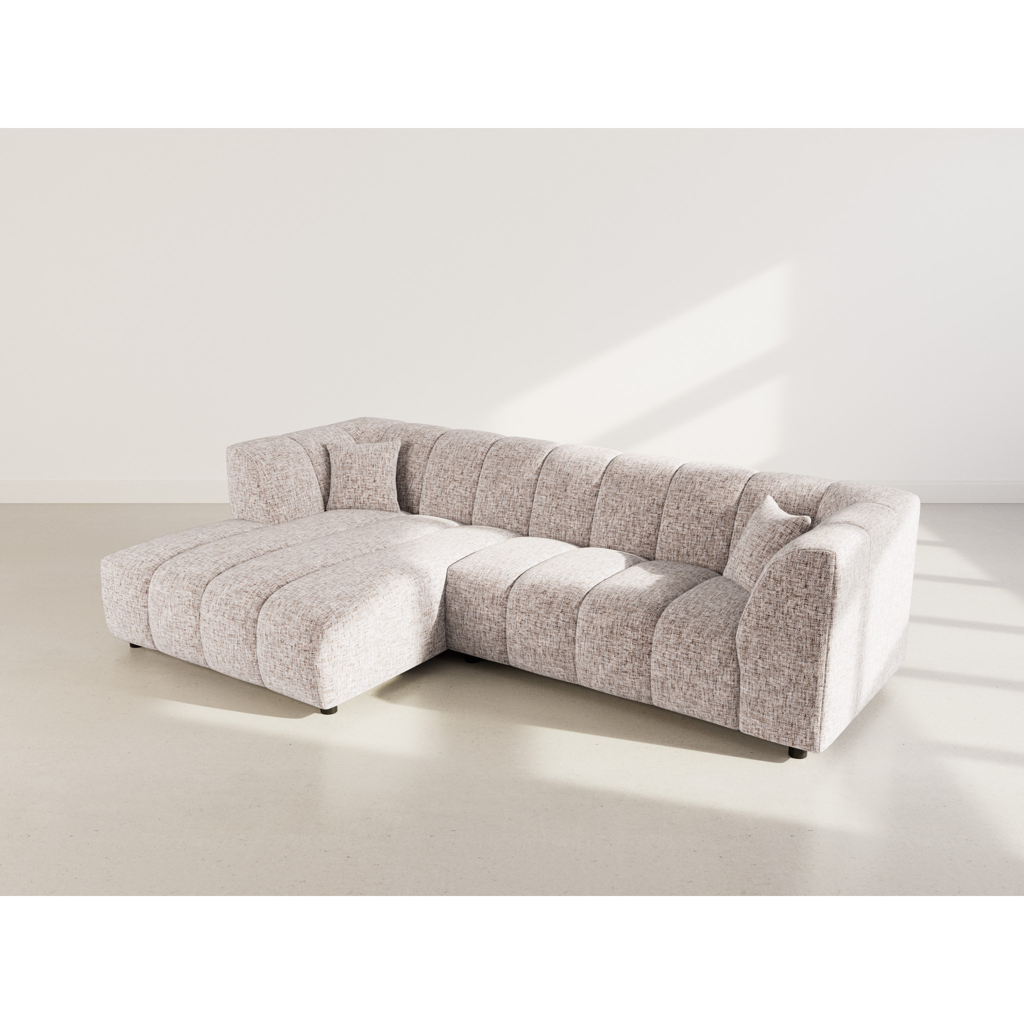 Curtis - canapé d'angle gauche 4 places avec accoudoir en tissu texturé - Taupe