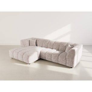 Curtis - canapé d'angle gauche 4 places avec accoudoir en tissu texturé - Taupe