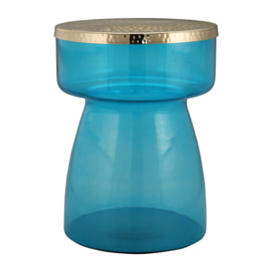 Tavolino da salotto Roman 100 in vetro soffiato blu e oro