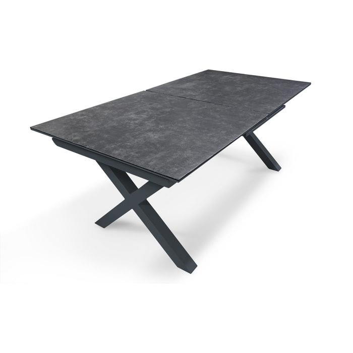 FLORIDE - Table de jardin alu plateau céramique sur verre