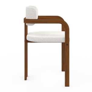 Chaises Elsa avec accoudoirs en bouclette et pieds métal effet noyer - lot de 2