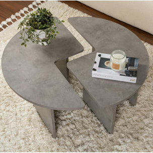 Table basse ronde effet béton – design puzzle MARFA