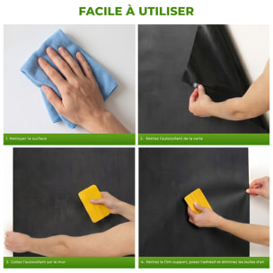 Sticker ardoise tableau noir - stickers muraux adhésif effaçable - ARDOISE GÉANTE 200X60 CM ET 4 CRAIES LIQUIDES
