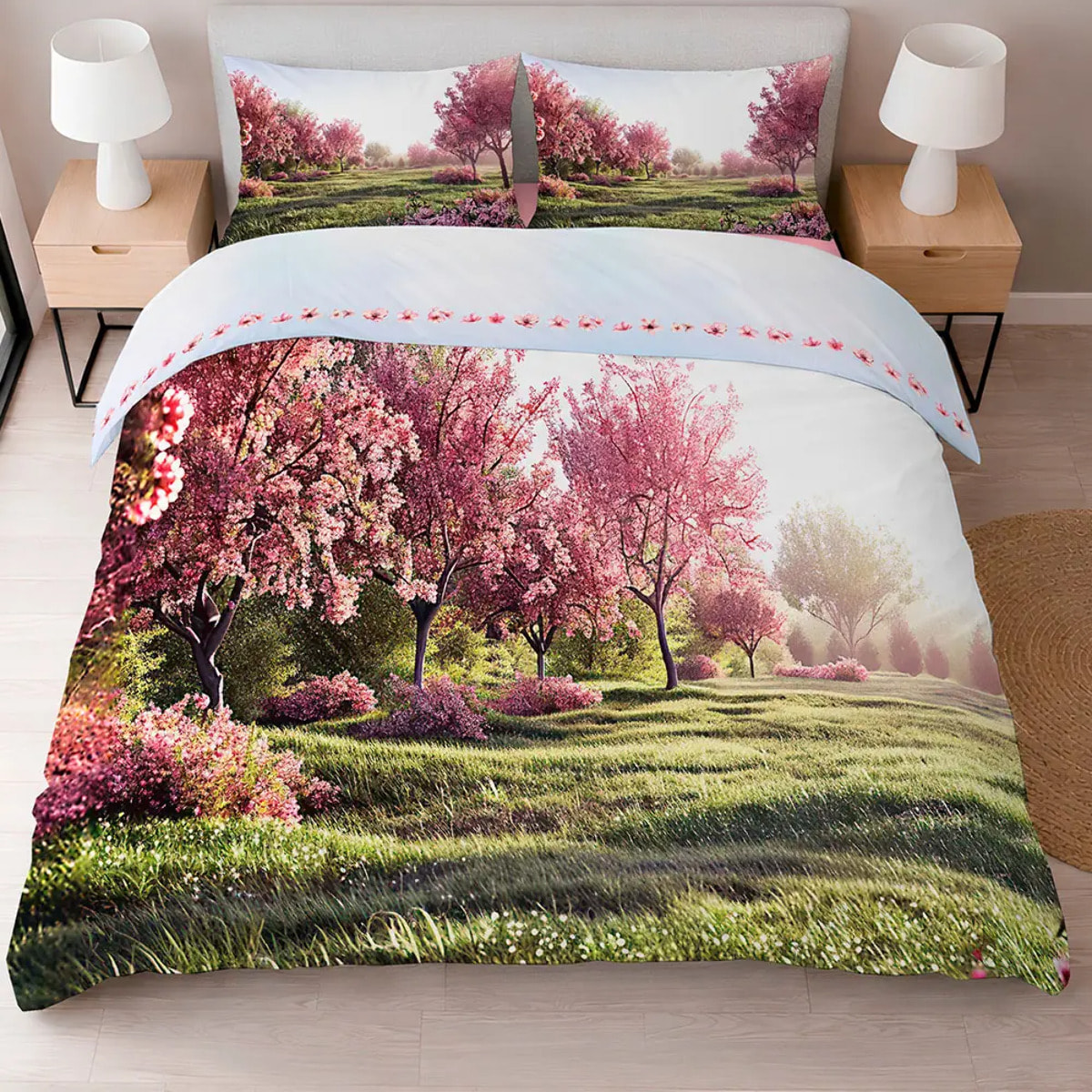 Completo Lenzuola CILIEGIO 100% Cotone e Made in Italy con stampa digitale HD