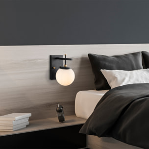 Aplique de pared pantalla blanca, metal , negro, 15x20x15, casquillo E14 Max 40 W