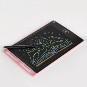 DAM Tavoletta LCD portatile per disegno e scrittura da 8,5 pollici con sfondo multicolore 14x0,6x22 cm. Colore: rosa chiaro