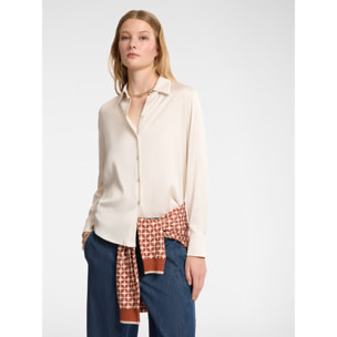 Elena Mirò - Camisa de satén elástico - Blanco