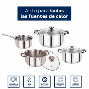 Set 7pc bateria de cocina acero inox lexia