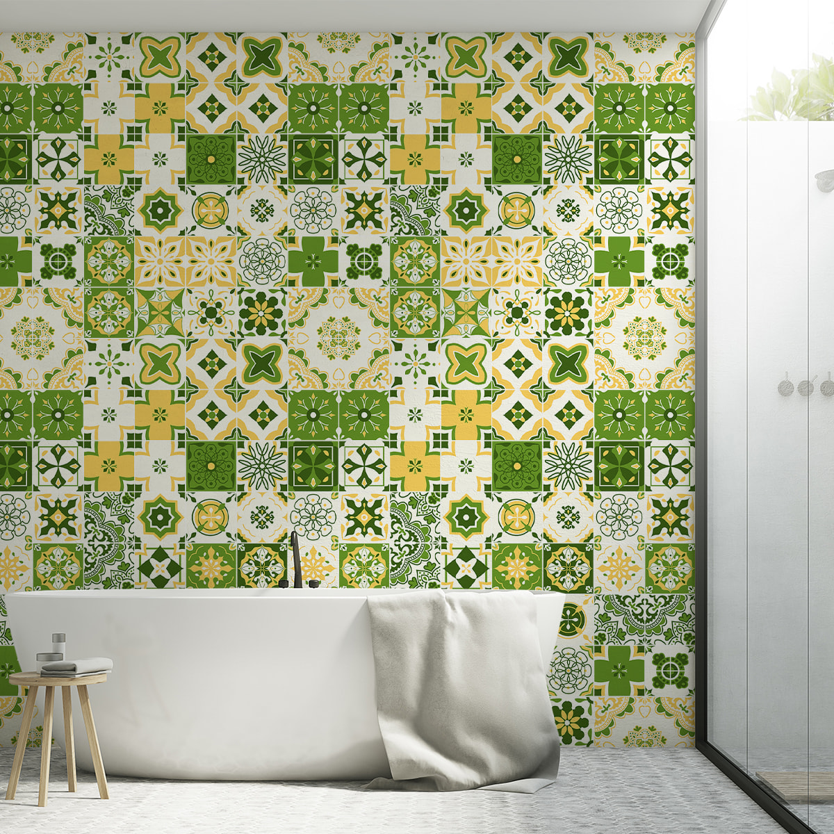 Stickers muraux - Sticker Mural Carrelage adhésif Cuisine Salle de Bain - 60 STICKERS CARRELAGES AZULEJOS OMBELLINA