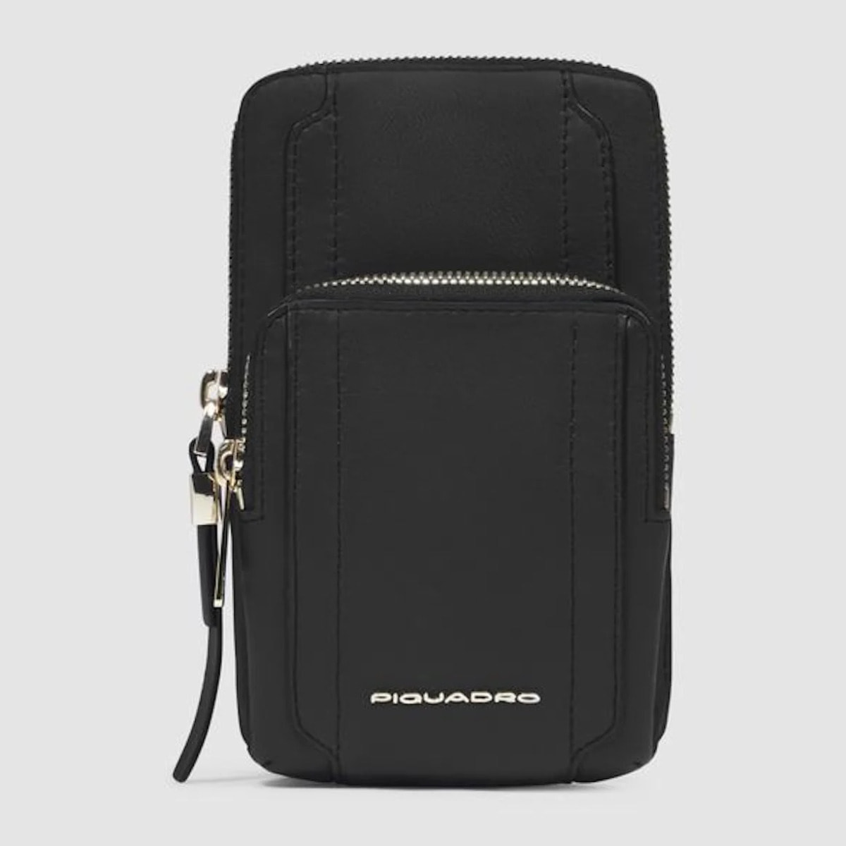 Piquadro Porta telefono da collo in pelle con porta carte di credito, schermato con protezione RFID