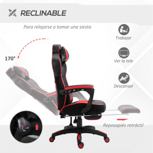 Silla Racing de Escritorio Reclinable Negro y Rojo