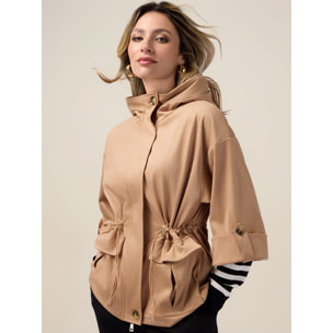 Oltre - Parka corta efecto ante - Beige
