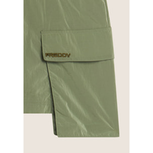 Gonna corta in nylon navetta con tasconi