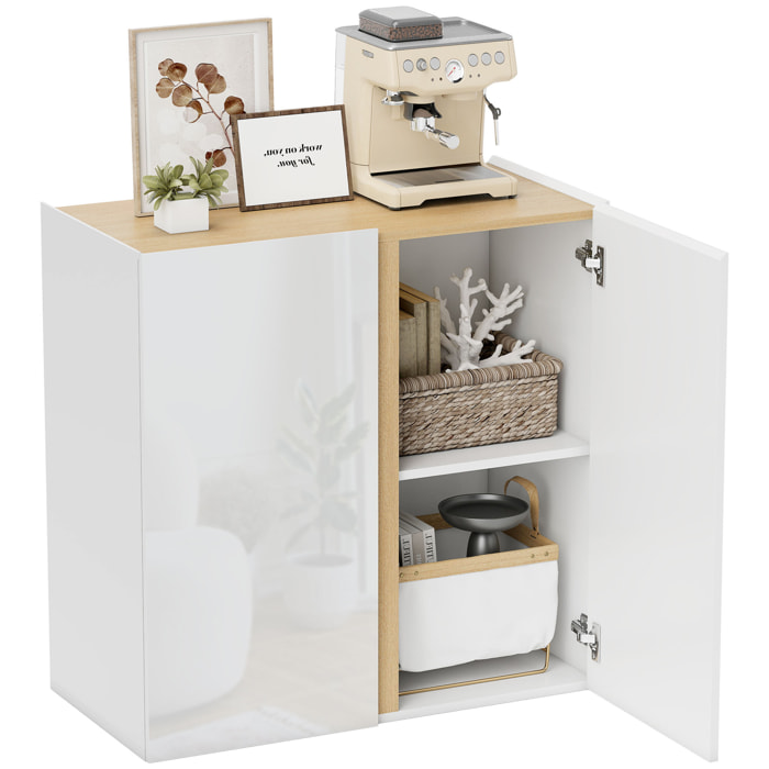 Buffet blanc laqué, meuble de rangement avec 2 portes et étagère réglable, 80 x 40 x 80 cm, blanc