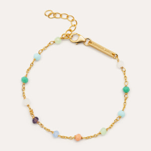 Pulsera Crystals Chain Colors Plata Baño Oro