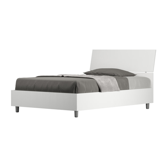 Letto una piazza e mezza contenitore 120x200 testata inclinata bianco frassino Demas