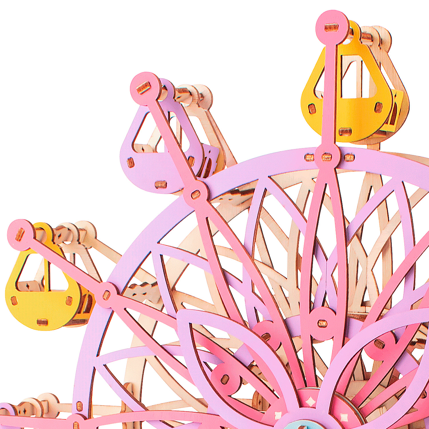 Puzzle 3D in legno. Ruota panoramica rosa. 204 pezzi.