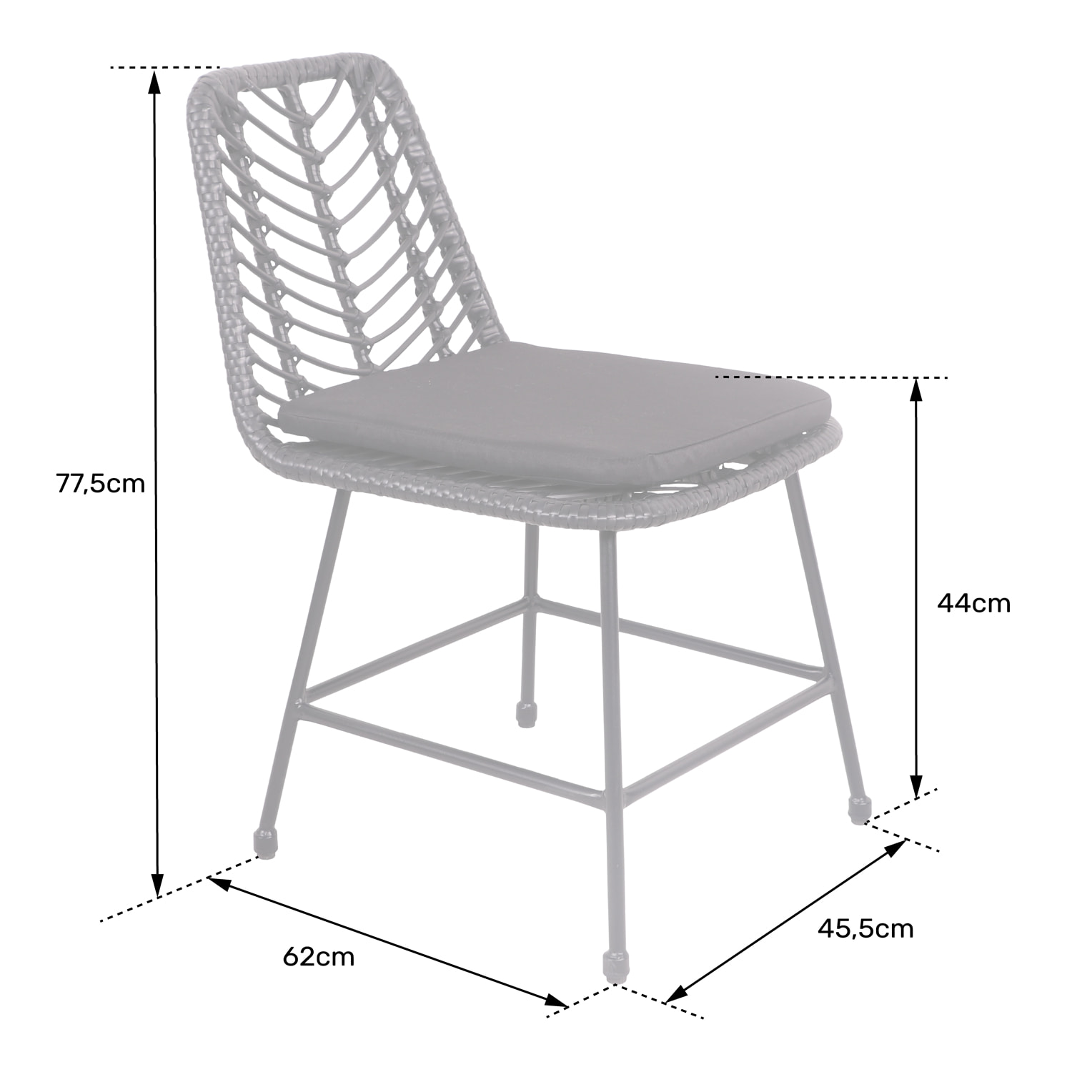 Lot de 2 chaises en rotin synthétique noires avec coussins OKA