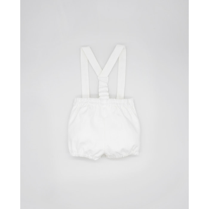 BERMUDA DE LINO STRETCH BLANCA CON TIRANTES