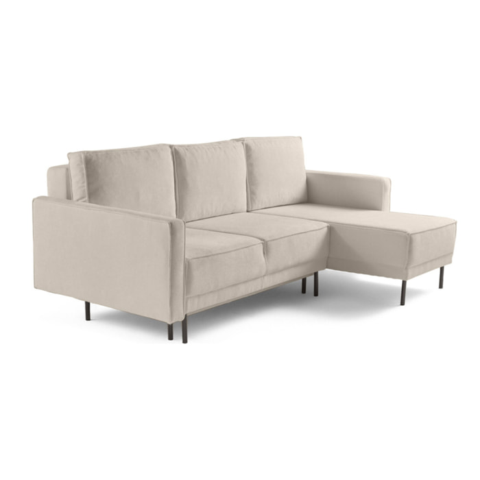 Charlie - canapé d'angle réversible 4 places - convertible avec coffre - en tissu - Beige