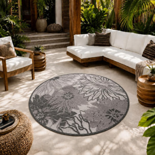 Tapis extérieur tissé kilim rond MEKO