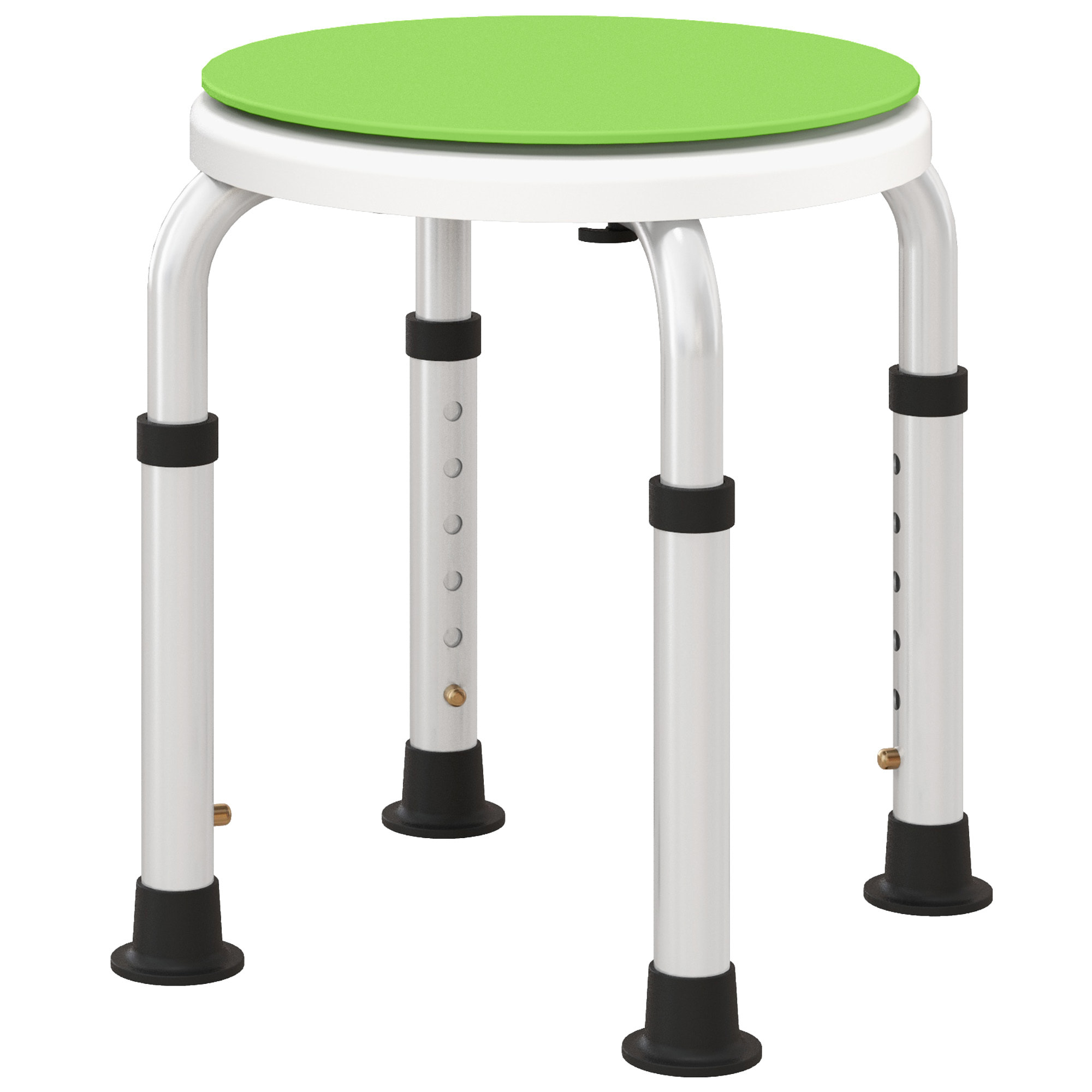 Tabouret de douche siège de douche - hauteur réglable, pivotant 360° - alu PP blanc vert