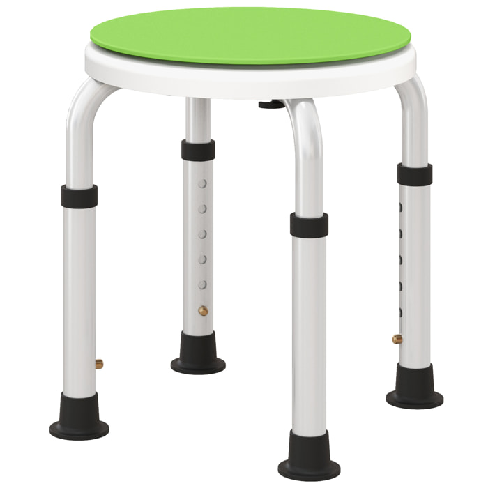 Tabouret de douche siège de douche - hauteur réglable, pivotant 360° - alu PP blanc vert