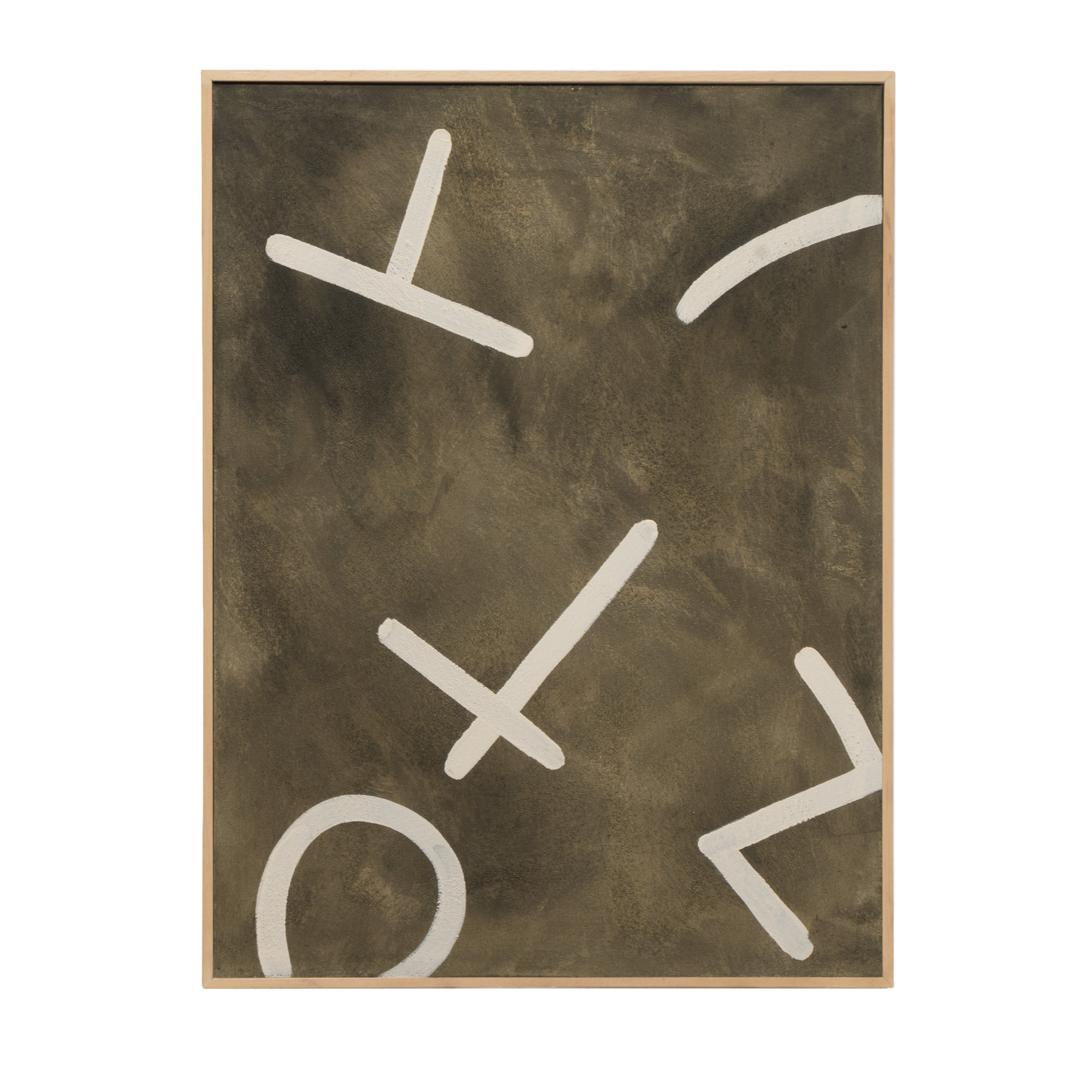 Tableau vert et blanc décoratif sur coton avec cadre en bois peint à la main à la peinture à l'huile en différentes tailles