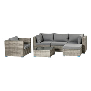 Salon de jardin 5 places modulable en résine tressée PIZZE