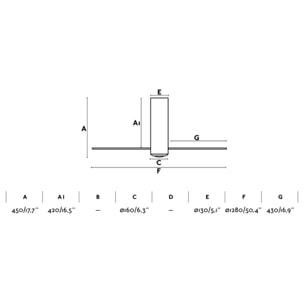 TUBE FAN M Ventilatore a soffitto nero brillante/trasparente