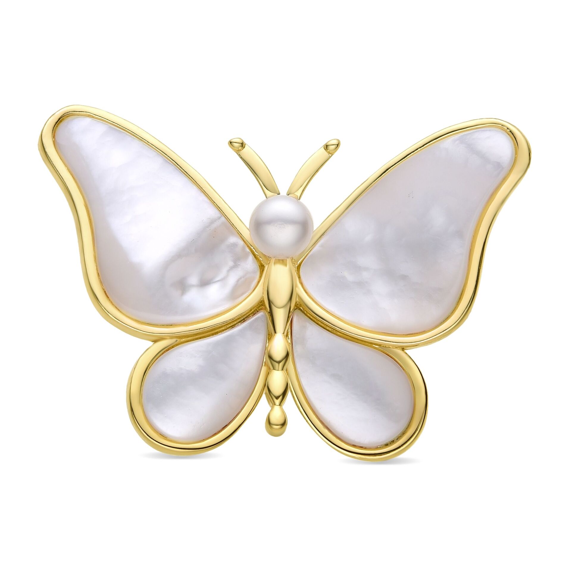 Broche con Madreperla Blanca acabados en oro amarillo de 18K