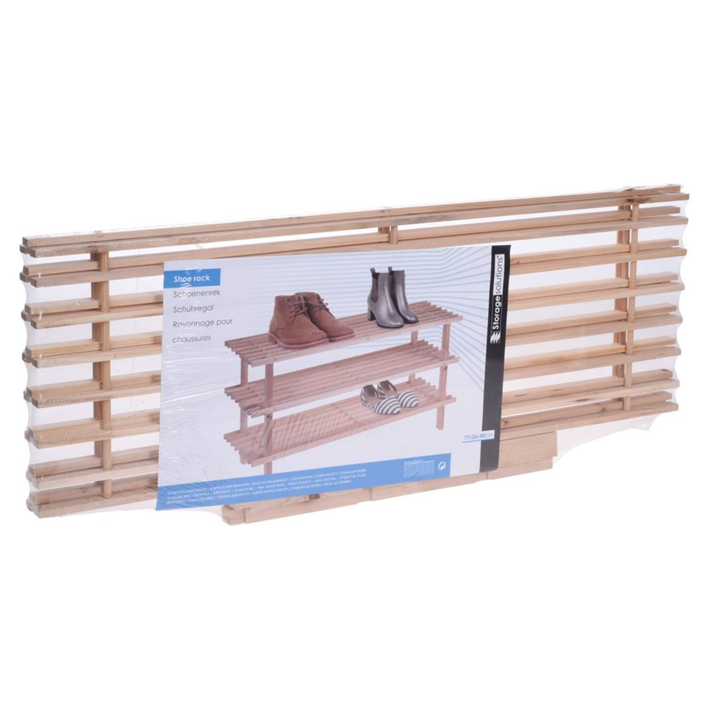 Zapatero de madera 3 baldas 77x26x40cm