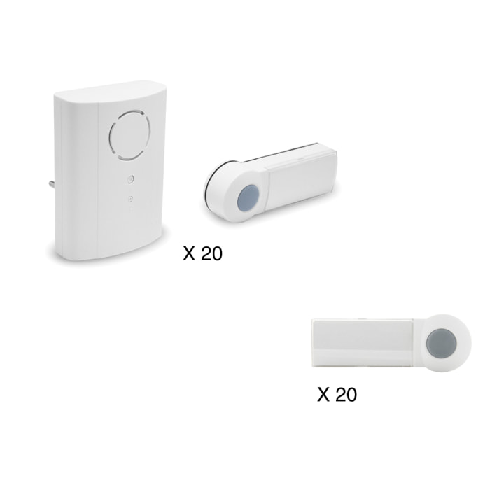 Pack de 20 carillons Plug Flash avec 2 boutons d'appel chacun Extel