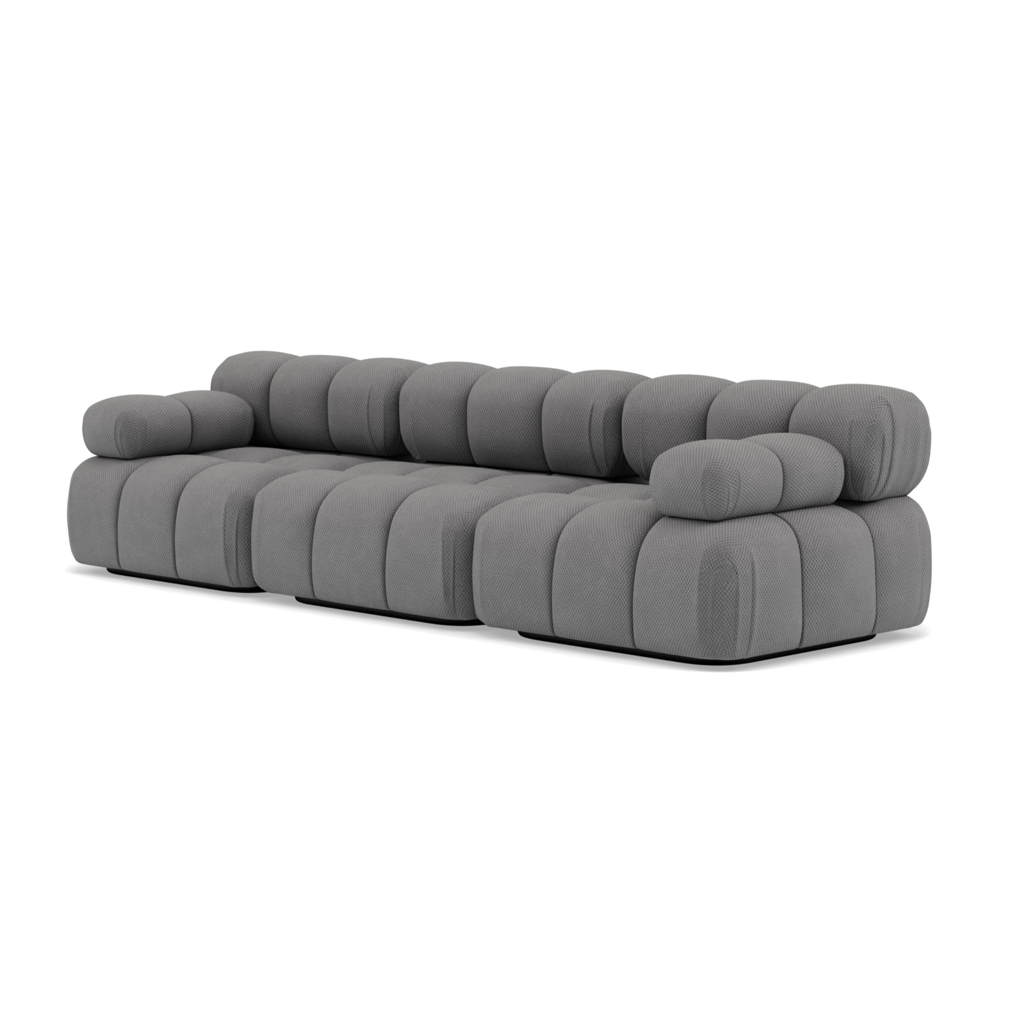 Ruby - canapé droit modulable 3 places en velours texturé - Gris