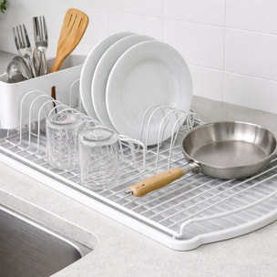 Egouttoir à  vaisselle avec plateau en Acier Blanc mat MSV